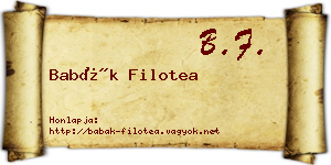 Babák Filotea névjegykártya